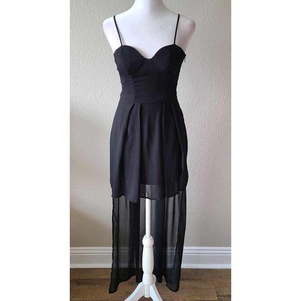 NASTY GAL Y2K Fairy Sheer Maxi Dress Sz XS‎ Black Whimsy Goth Grunge Witchy Edgy